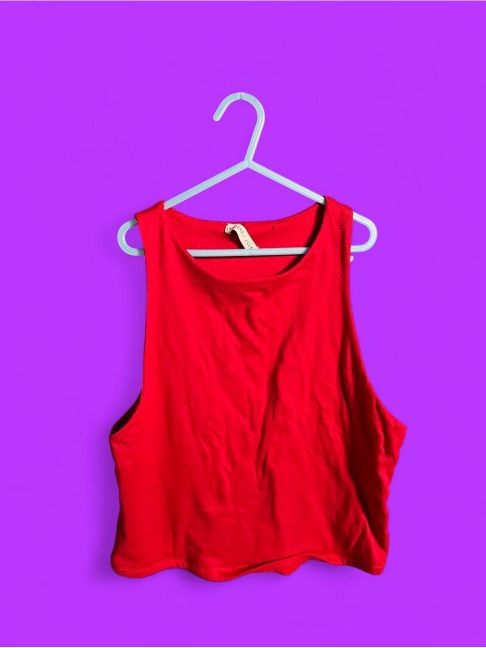 Lush Red Cropped Muscle Tank Top Sleeveless Size Small